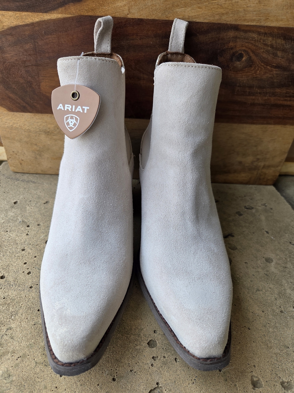Ariat Women's Light Cream Suede Chelsea Ankle Boots - Picture 4 of 7